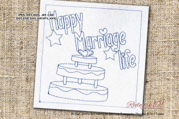 Cake with Happy Marriage Life Redwork Review