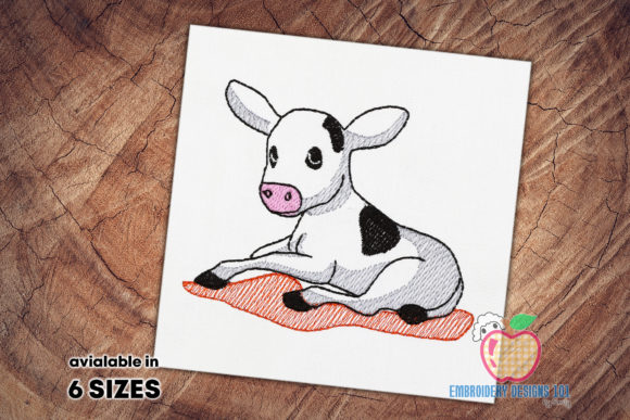 Cute Calf Laying on Ground Embroidery Review
