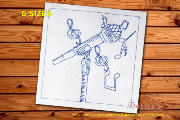 Microphone Redwork for Seasonal Embroidery