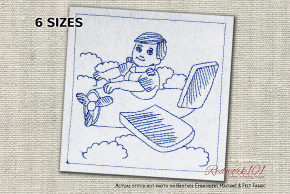 Pilot in Clouds Redwork Embroidery Review